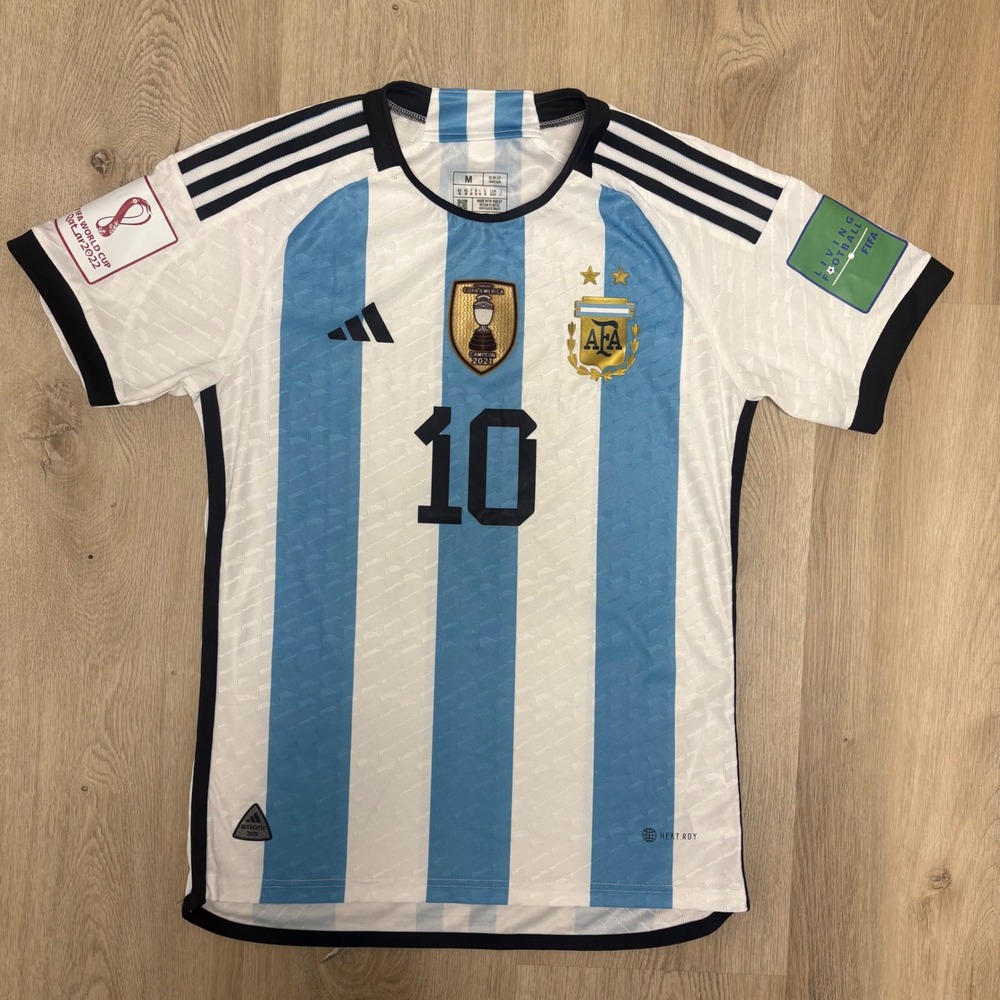 Adidas 2022 FIFA World Cup Champions Argentina Messi Authentic Home Jersey M
